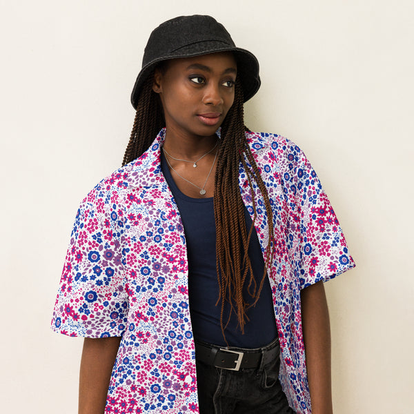 Bisexual Flowers Flag Button-Down Shirt