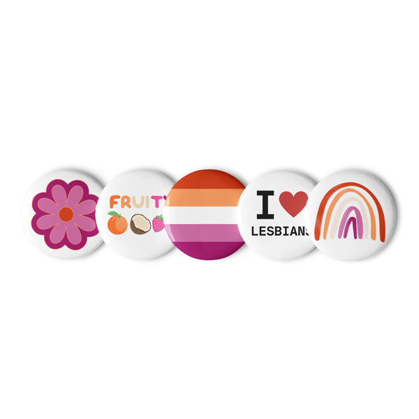 Lesbian Pride Set of Pin Buttons