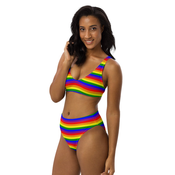 Rainbow Flag High-Waisted Bikini