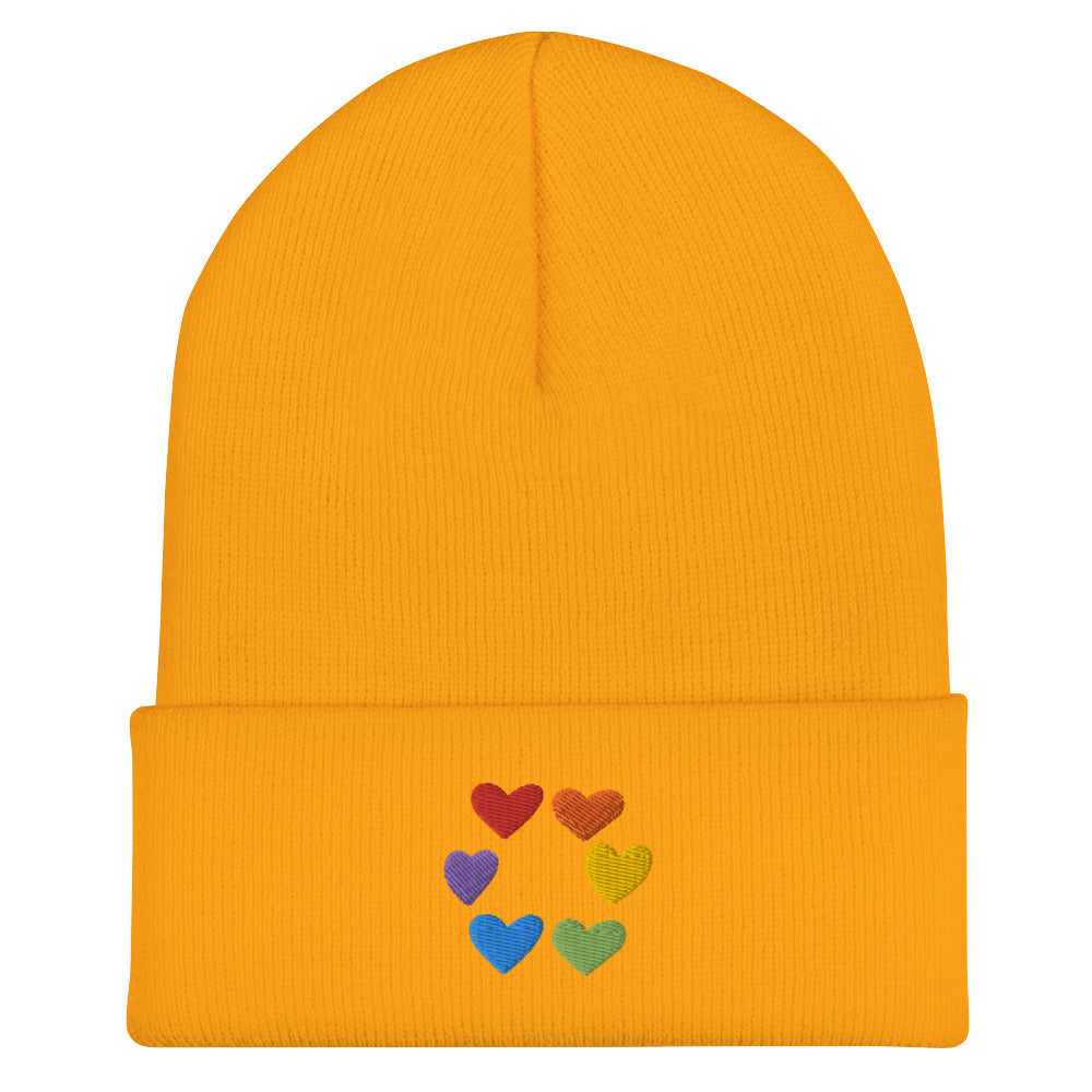Rainbow Pride Hearts Beanie