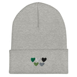 Aromantic / Demiromantic Pride Hearts Beanie