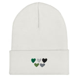 Aromantic / Demiromantic Pride Hearts Beanie