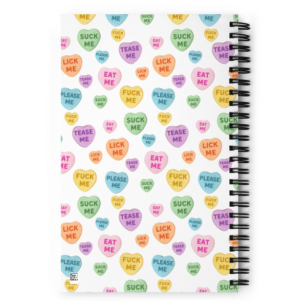 Naughty Valentine's Candy Hearts Spiral notebook