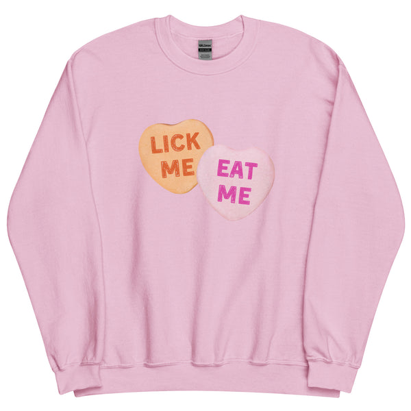 Lick Me Eat Me Candy Hearts Sweatshirt