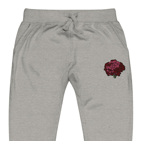 Maroon Embroidered Sweatpants